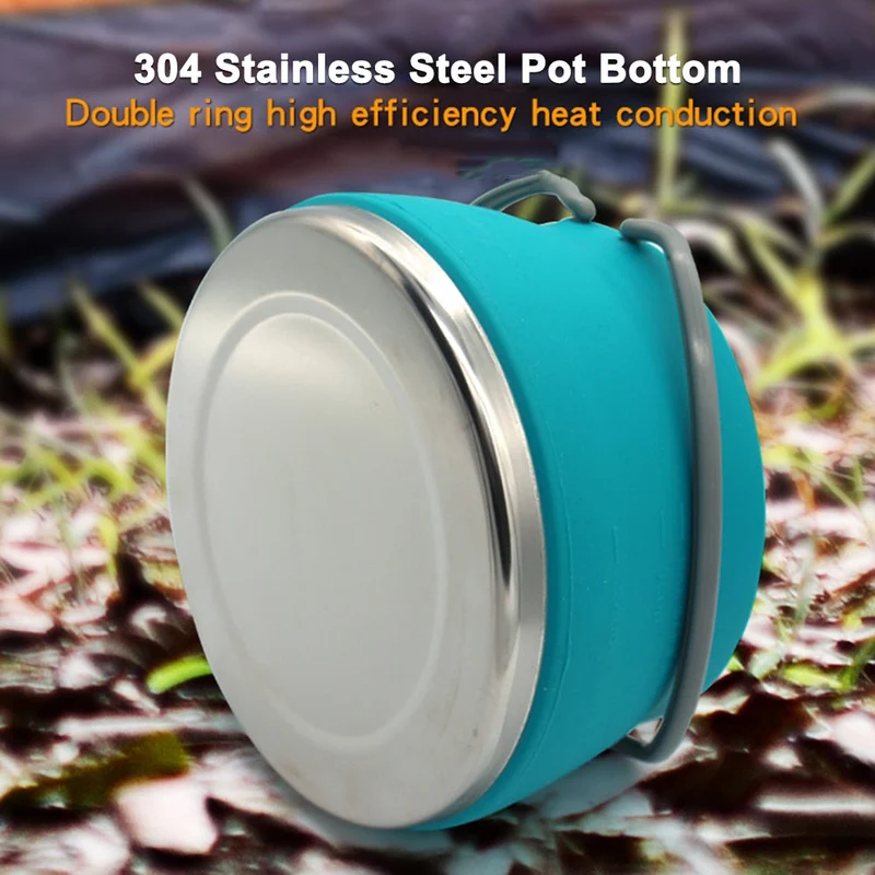 3 pcs Silicone Pliant Bouilloire Tasse Bol Ensemble Portable Camping Vaisselle pour Camping En Plein Air Résistance À Haute Température Couverts