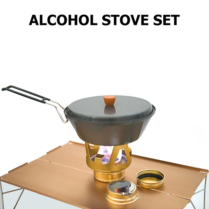 Portable Mini Réchaud À Alcool Brûleur En Plein Air Ultra-Léger En Laiton Camping Cuisinière Camping En Plein Air Sac À Dos Touriste Brûleur