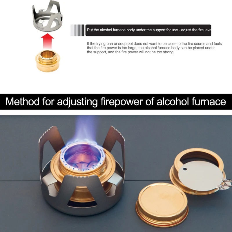 Portable Mini Réchaud À Alcool Brûleur En Plein Air Ultra-Léger En Laiton Camping Cuisinière Camping En Plein Air Sac À Dos Touriste Brûleur