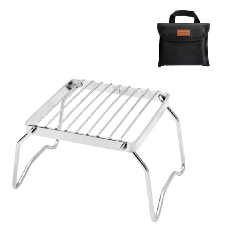 Support de cuisinière à gaz Portable support léger en acier inoxydable Mini support de cuisinière pliable support de support de feu de sac à dos