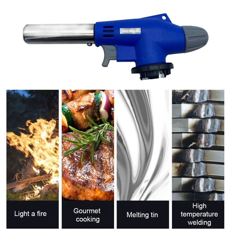 Chalumeau à gaz Flamme Pistolet Chalumeau Cuisson Soudure Butane Auto-allumage Brûleur à gaz Briquet Chauffage Soudage Brûleur à gaz Flamme
