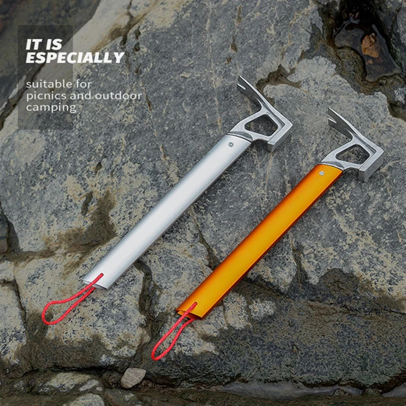 Léger Camping Tente Peg Marteau En Acier Inoxydable Tente Nail Extracteur Extracteur Ouvre-bouteille En Plein Air Alpinisme Randonnée Outil