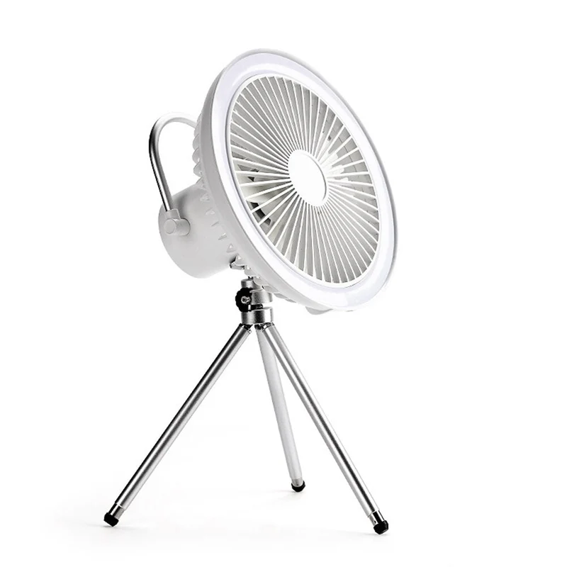 Appareils ménagers multifonctions Support de trépied de bureau rechargeable par USB Ventilateur de refroidissement avec veilleuse Ventilateur de plafond de camping en plein air