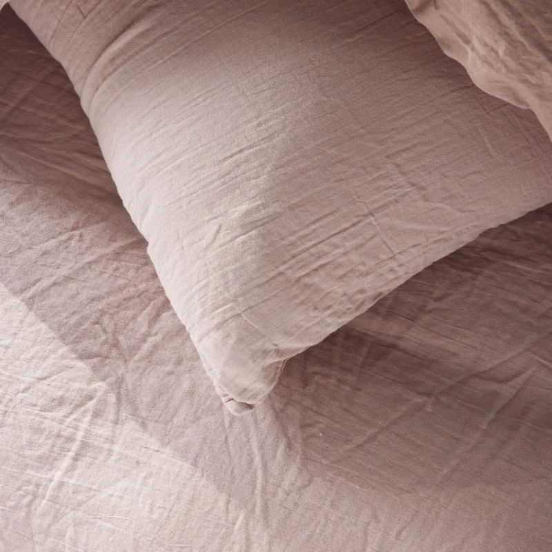 Pack 3 pièces Housse de couette 260 x 240 cm + 2 Taies d'oreiller 65 x 65 cm Gaze de Coton Rose des sables