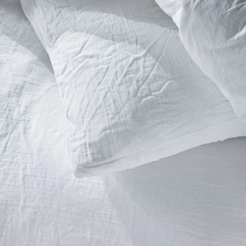 Pack 3 pièces Housse de couette 240 x 220 cm + 2 Taies d'oreiller 65 x 65 cm Gaze de Coton Craie