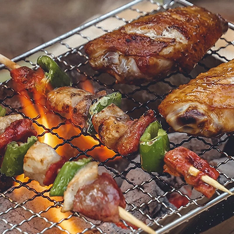 Kits de poêle à BBQ à carte plate en acier inoxydable Camping pique-nique incinérateur poêle à charbon Camping Barbecue support de chauffage