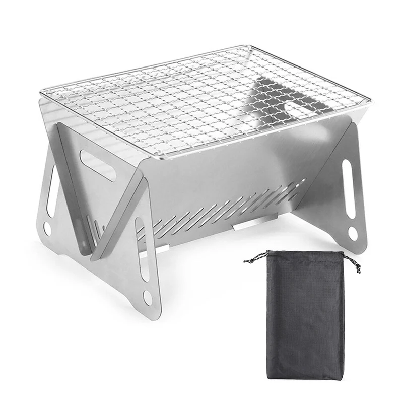 Kits de poêle à BBQ à carte plate en acier inoxydable Camping pique-nique incinérateur poêle à charbon Camping Barbecue support de chauffage