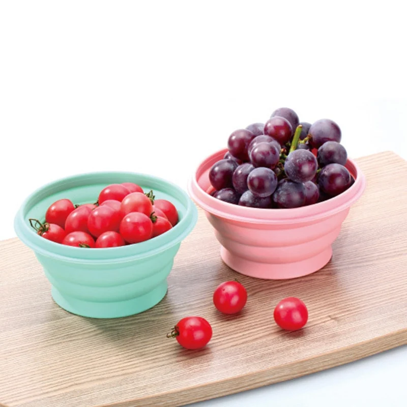 720 ML Portable Silicone Bols D'eau Boîte À Lunch avec Couvercle pour Voyage Pliable En Plein Air Pique-Nique Pliant Salade De Fruits Plat