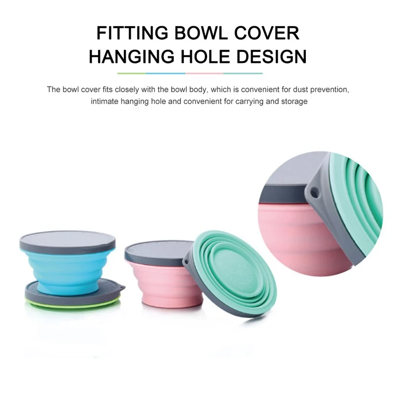 720 ML Portable Silicone Bols D'eau Boîte À Lunch avec Couvercle pour Voyage Pliable En Plein Air Pique-Nique Pliant Salade De Fruits Plat