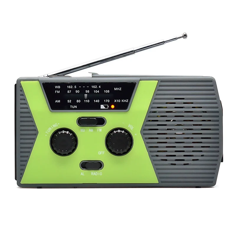 Radio solaire AM FM d'urgence à manivelle avec lampe de poche LED lampe de bureau chargeur 2000mAh alerte SOS
