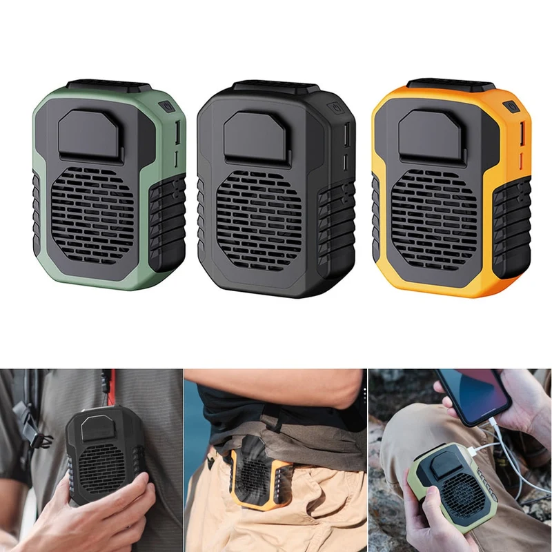 Clip de taille ventilateur mains libres collier portable ceinture de ventilateur ventilateur banque d'alimentation d'urgence pour les sports voyage camping climatiseur portable