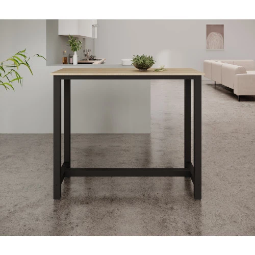 Table haute noire & chêne - 100 X 120 cm - Anivia