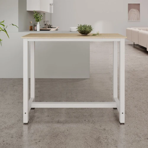 Table haute blanche & chêne - 100 X 120 cm - Anivia