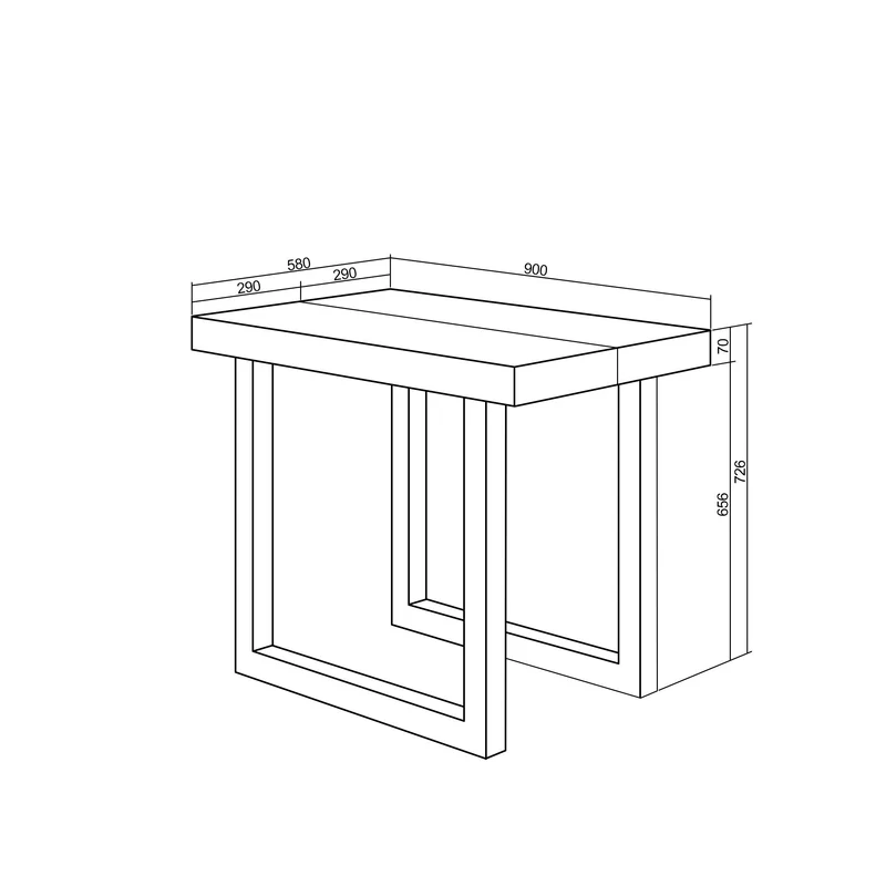 Table console extensible noire 300 cm – Jusqu’à 14 personnes – Pieds en bois massif noirs en U