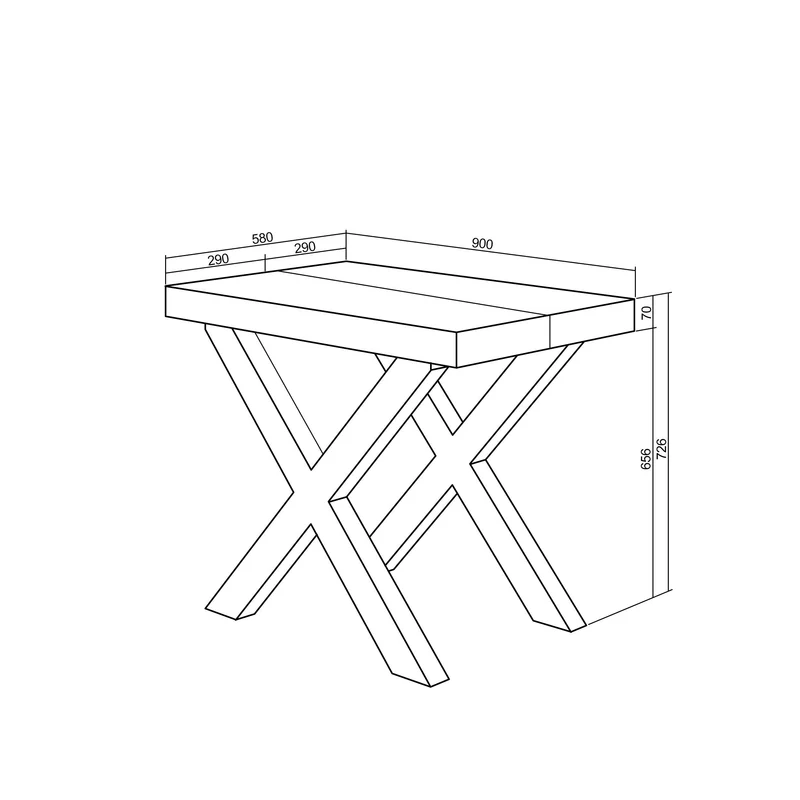Table console extensible noire 300 cm – Jusqu’à 14 personnes – Pieds en bois massif blancs en croix