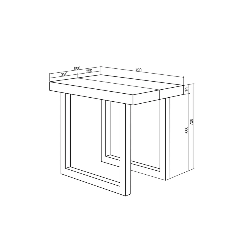 Table console extensible blanche & ciment 180 cm – Jusqu’à 8 personnes – Pieds en bois massif noirs en U