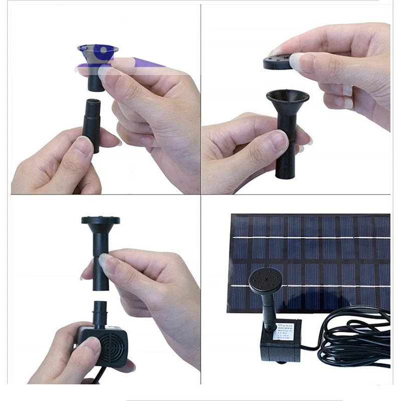 Pompe à eau solaire avec panneau solaire 9V 2W fontaine d'eau piscine étang décoration fontaine solaire bain d'oiseau décoration de jardin cascade