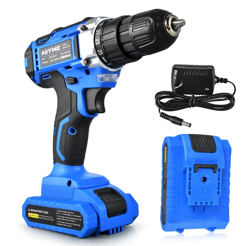 Perceuse électrique sans fil 21V Tournevis sans fil Batterie 1500mAh Mini outils électriques Tournevis électrique 30N.m 25 + 1 réglages