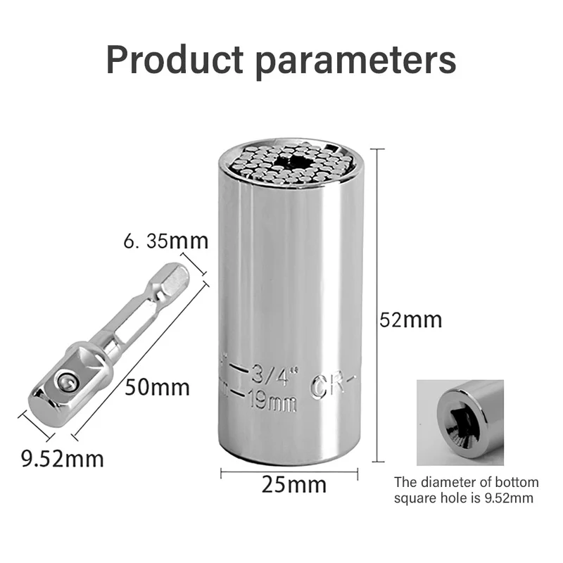 Clé dynamométrique universelle Socket Sleeve Head Set 7-19mm Outils à main Multifonctionnel Sleeve Ratchet Bushing Spanner Outils de réparation