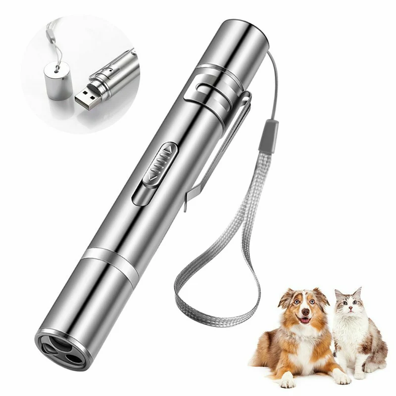 Pointeur Laser pour animaux de compagnie USB Rechargeable rouge Laser lumière UV lampe de poche drôle chat chasseur bâton interactif Laser stylo pointeur chat jouets