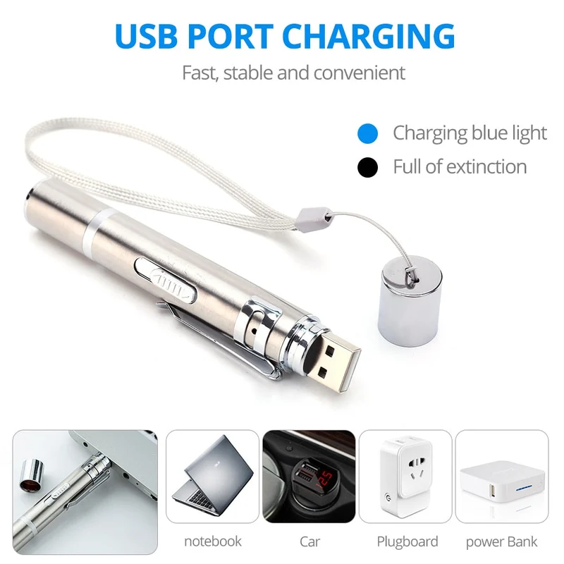 Pointeur Laser pour animaux de compagnie USB Rechargeable rouge Laser lumière UV lampe de poche drôle chat chasseur bâton interactif Laser stylo pointeur chat jouets