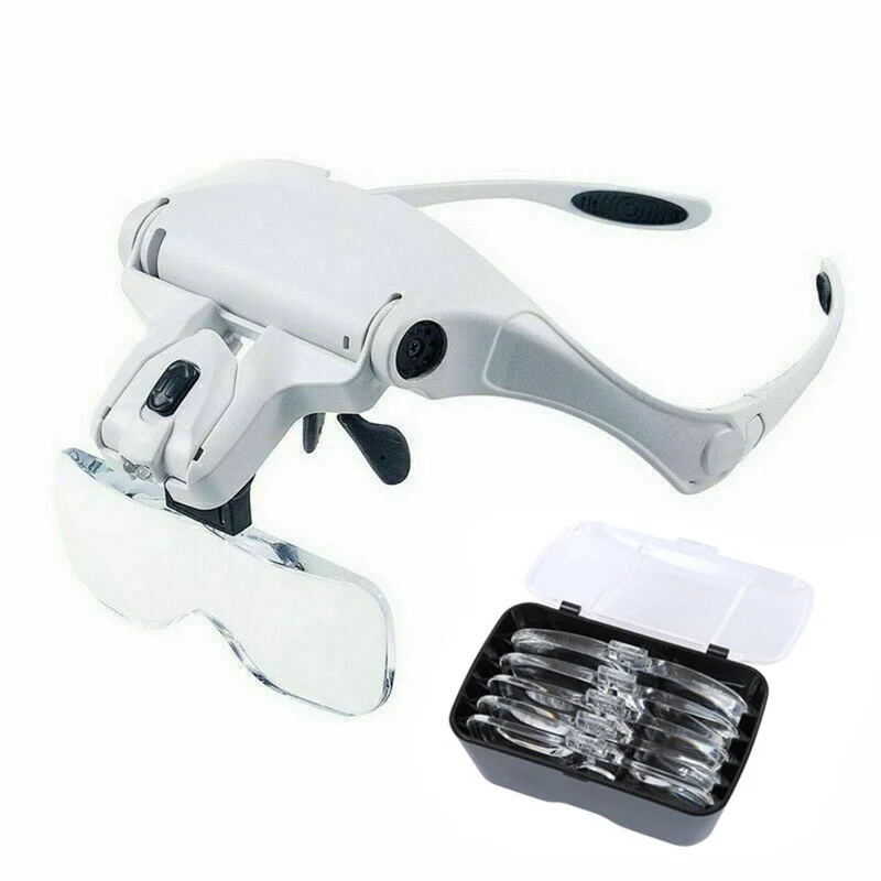 Loupe lumière LED bandeau loupe éclairée tête monture Loupe loupe outil en verre optique pour la lecture de réparation