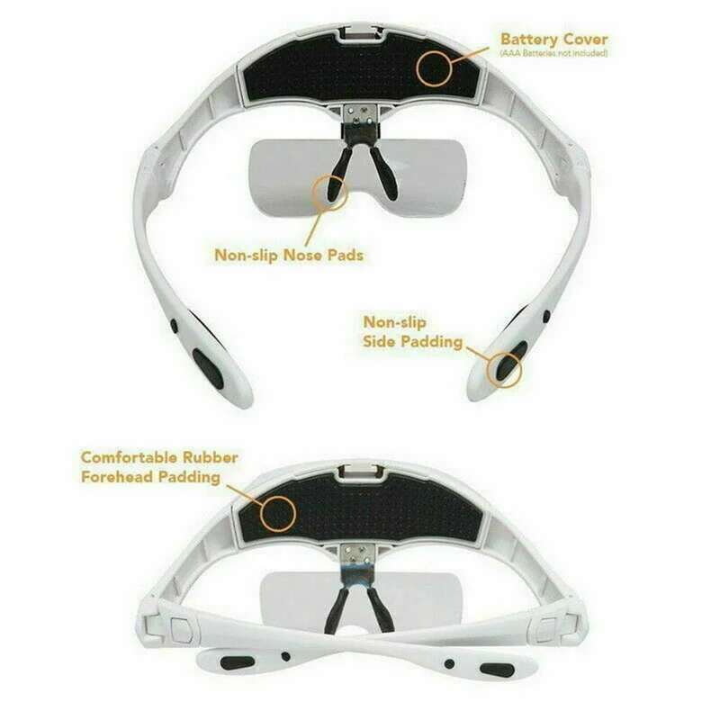 Loupe lumière LED bandeau loupe éclairée tête monture Loupe loupe outil en verre optique pour la lecture de réparation