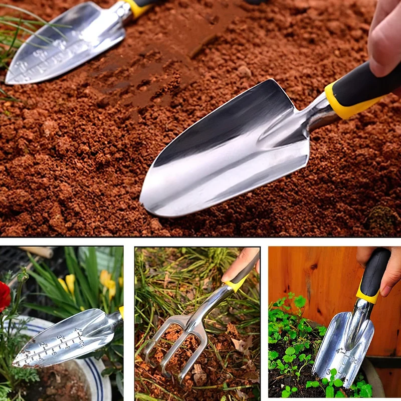 3 pièces/5 pièces outils de jardin en alliage d'aluminium pelle râteau truelle cultivateur pelouse terres agricoles jardinage bonsaï outils trousse d'outils à main