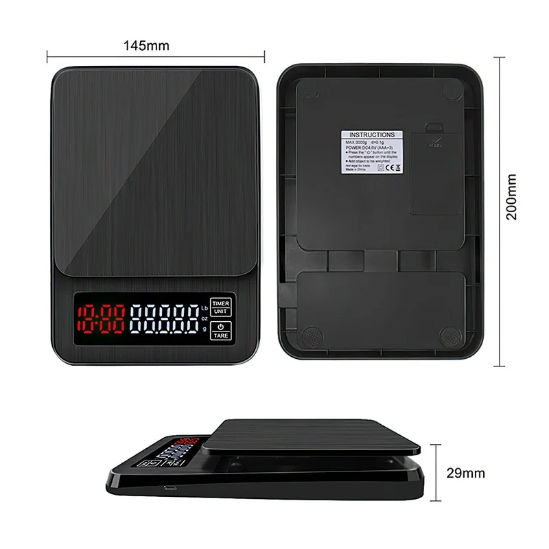 3kg/0.1g 5kg/0.1g balance à café goutte à goutte avec minuterie balance de cuisine numérique électronique Portable affichage LCD balances poids pour café