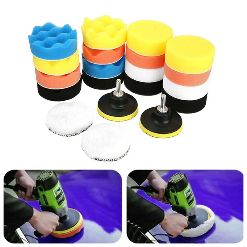 22 pièces/ensemble tampons de polissage roue éponge Kit de vadrouille disque de polissage auto-adhésif polissage épilation éponge outils accessoires