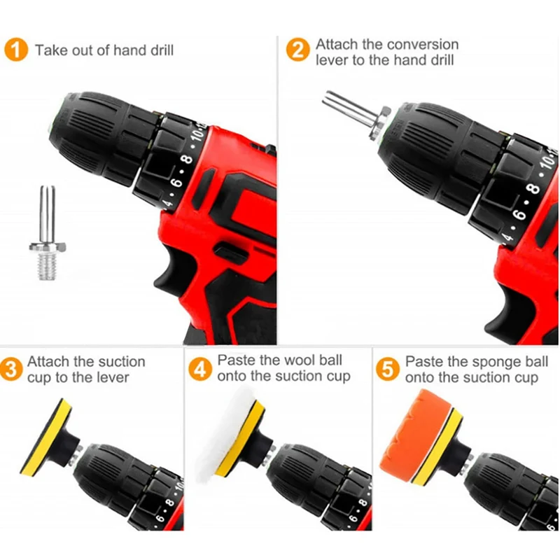 22 pièces/ensemble tampons de polissage roue éponge Kit de vadrouille disque de polissage auto-adhésif polissage épilation éponge outils accessoires