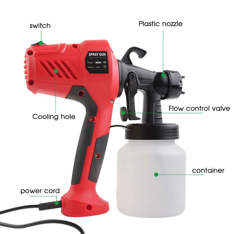 400W pistolet électrique 800ml pulvérisateur de peinture à main outils électriques Machine de pulvérisation de peinture pour peinture meubles en bois mur voiture