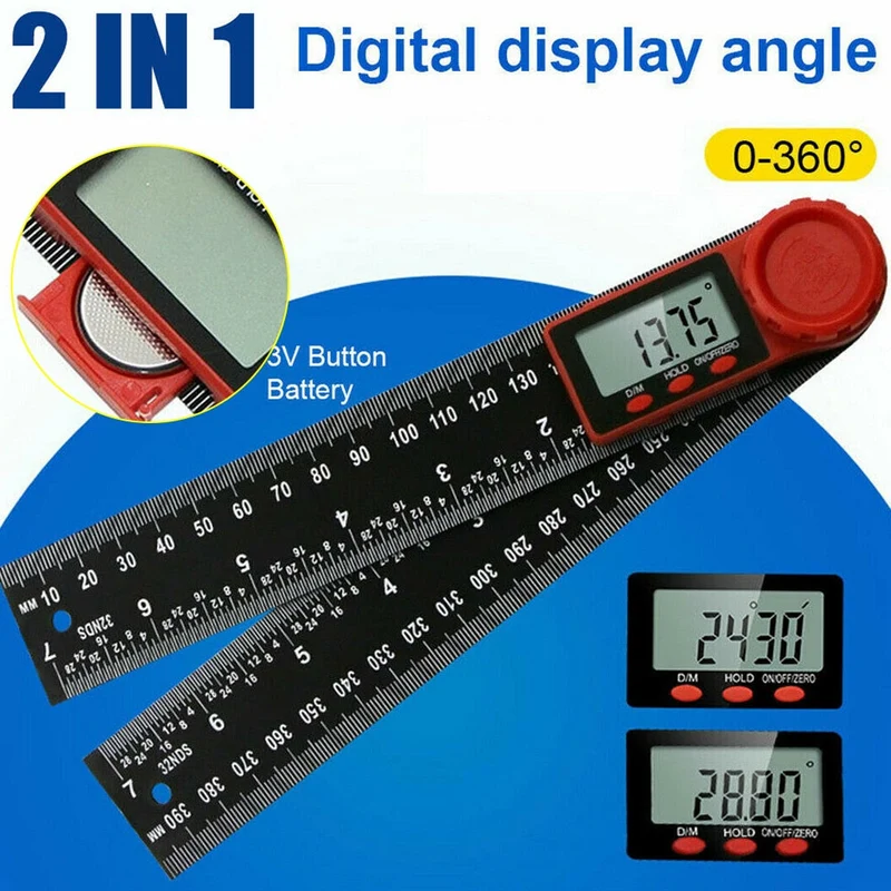 0-200mm Digital Angle Finder Règle Inclinomètre d'angle 7 pouces 360 ° Outil de jauge Électron Goniomètre Rapporteur Outil de mesure