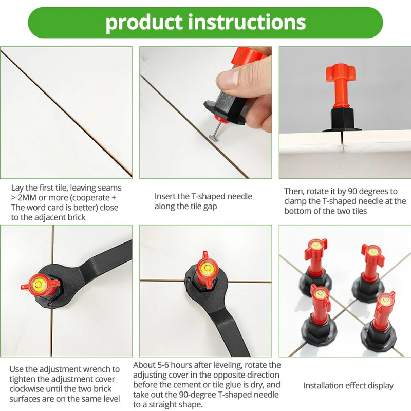 Kit d'outils de système de nivellement de carreaux de 75 pièces outils de Construction de murs de sol en céramique plats réutilisables localisateur de niveleur d'aiguille en acier remplaçable