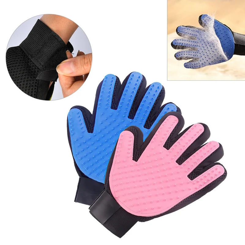 Chien chat toilettage gant brosse pour animaux de compagnie peigne démêlage épilateur gants en caoutchouc peignes de nettoyage gants de Massage toilettage et soins