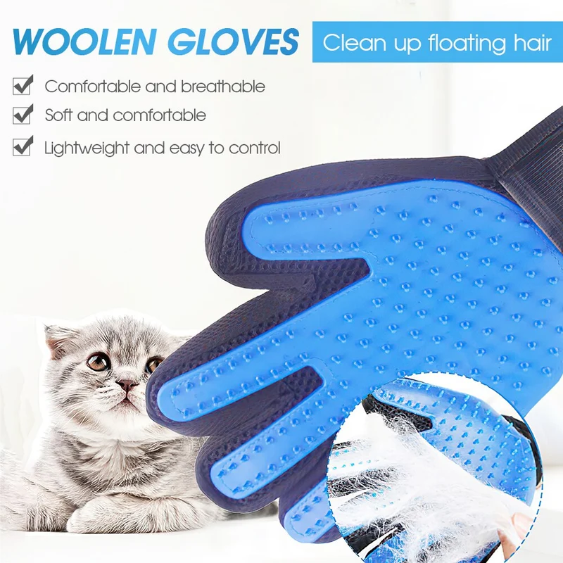 Chien chat toilettage gant brosse pour animaux de compagnie peigne démêlage épilateur gants en caoutchouc peignes de nettoyage gants de Massage toilettage et soins