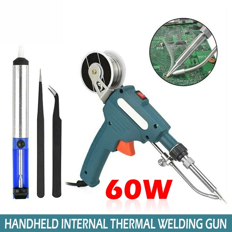 Pistolet à souder électrique à main 60W fer à souder à chauffage interne envoyer automatiquement l'outil de réparation de soudage à l'étain