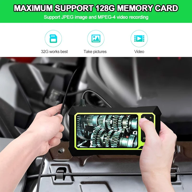 Caméra endoscope industrielle 1080P 4.3 pouces LCD numérique 8mm objectif caméra serpent étanche caméra endoscope pour inspection des égouts de voiture