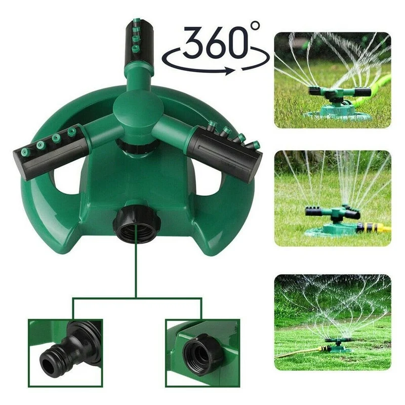 Arroseur de jardin arrosage automatique pelouse 360 ​​degrés rotatif 3 bras buses arroseur d'eau système d'arrosage de jardin