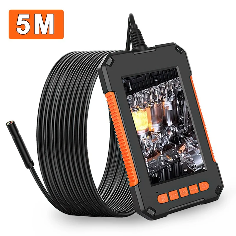 Caméra Endoscope 1080P Full HD Écran 4.3 pouces 8 LED 8mm Caméra d'inspection d'objectif IP67 Endoscope de caméra serpent pour l'inspection des égouts de voiture