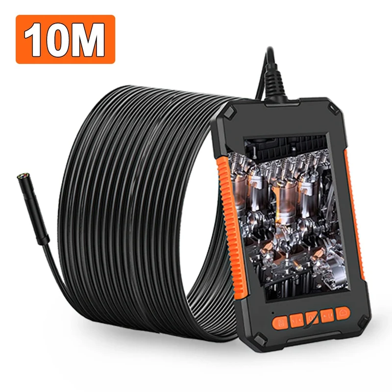 Caméra Endoscope 1080P Full HD Écran 4.3 pouces 8 LED 8mm Caméra d'inspection d'objectif IP67 Endoscope de caméra serpent pour l'inspection des égouts de voiture