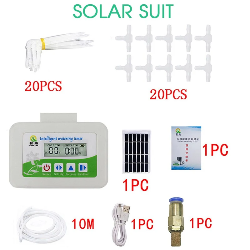 Système de minuterie d'irrigation goutte à goutte d'arrosage automatique à énergie solaire dispositif d'irrigation d'arrosage Rechargeable par USB pour jardin à effet de serre