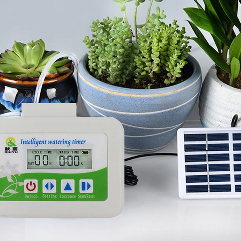 Système de minuterie d'irrigation goutte à goutte d'arrosage automatique à énergie solaire dispositif d'irrigation d'arrosage Rechargeable par USB pour jardin à effet de serre