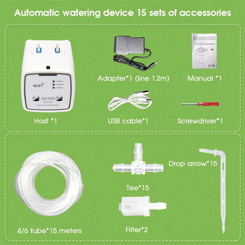 Système d'irrigation goutte à goutte intelligent WIFI téléphone contrôle dispositif d'arrosage automatique ensemble serre jardin pompe à eau minuterie arrosage goutte à goutte