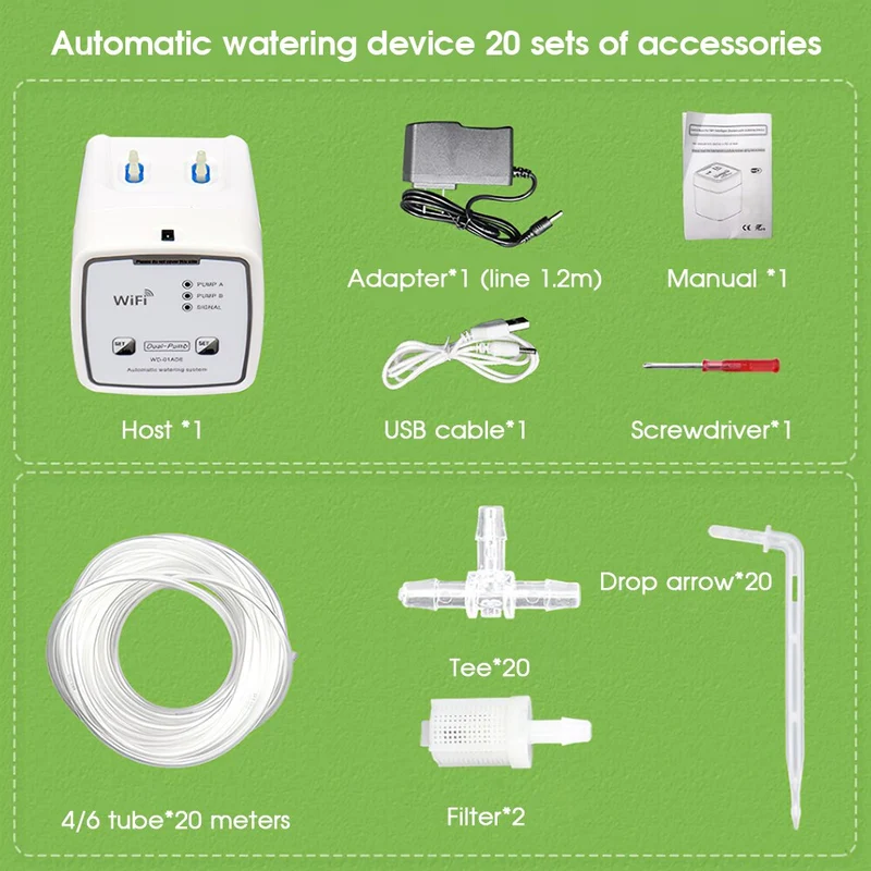 Système d'irrigation goutte à goutte intelligent WIFI téléphone contrôle dispositif d'arrosage automatique ensemble serre jardin pompe à eau minuterie arrosage goutte à goutte