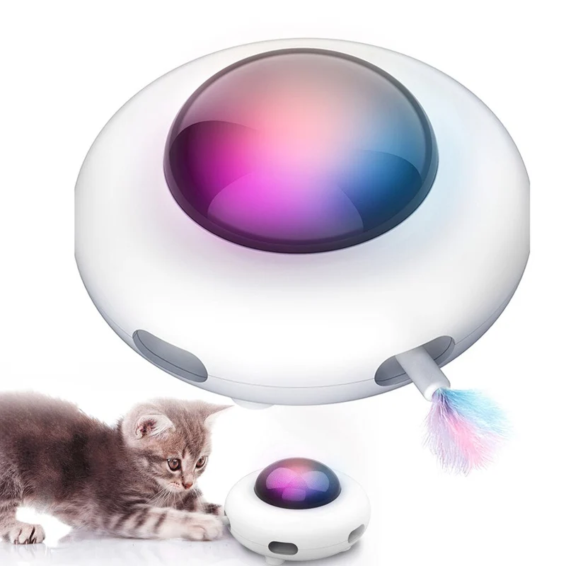 Chats Teaser Jouets Plume Automatique Teaser UFO Platine Vinyle Chat Attraper Jouets D'entraînement Teaser Interactif Direction Pour Animaux De Compagnie Jouet De Chasse