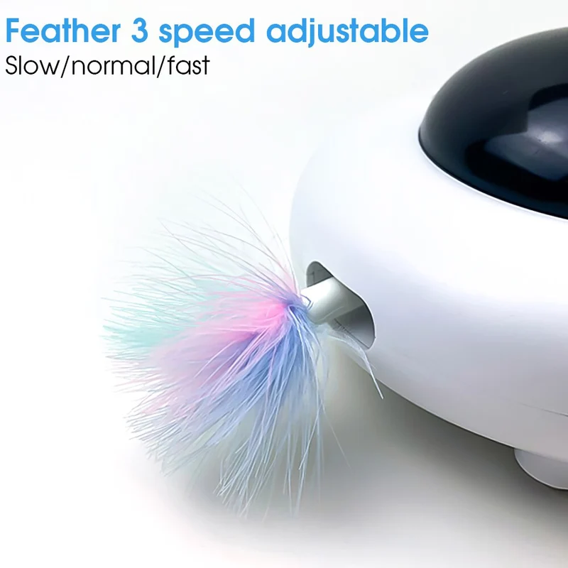 Chats Teaser Jouets Plume Automatique Teaser UFO Platine Vinyle Chat Attraper Jouets D'entraînement Teaser Interactif Direction Pour Animaux De Compagnie Jouet De Chasse