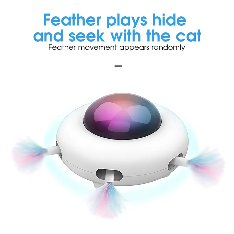 Chats Teaser Jouets Plume Automatique Teaser UFO Platine Vinyle Chat Attraper Jouets D'entraînement Teaser Interactif Direction Pour Animaux De Compagnie Jouet De Chasse