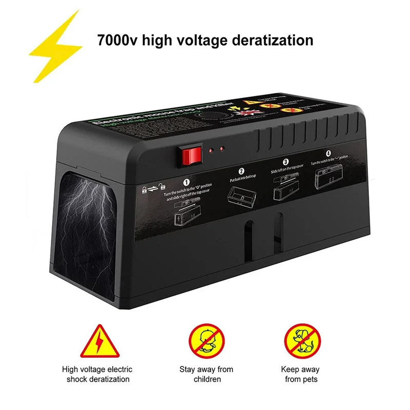 Piège à souris électronique 7000V haute tension Rat rongeur Cage piège réutilisable souris tueur verger jardin électronique antiparasitaire outil