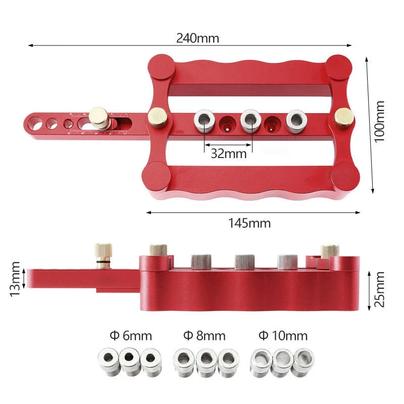 Trou de travail du bois perceuse poinçon positionneur Guide localisateur multi-fonction perceuse poinçon localisateur alliage d'aluminium travail du bois outil de bricolage